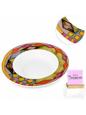Sasaki PALAZZO Multicolor Diamond & Square Shapes Porcelain Round Vegetable Bowl